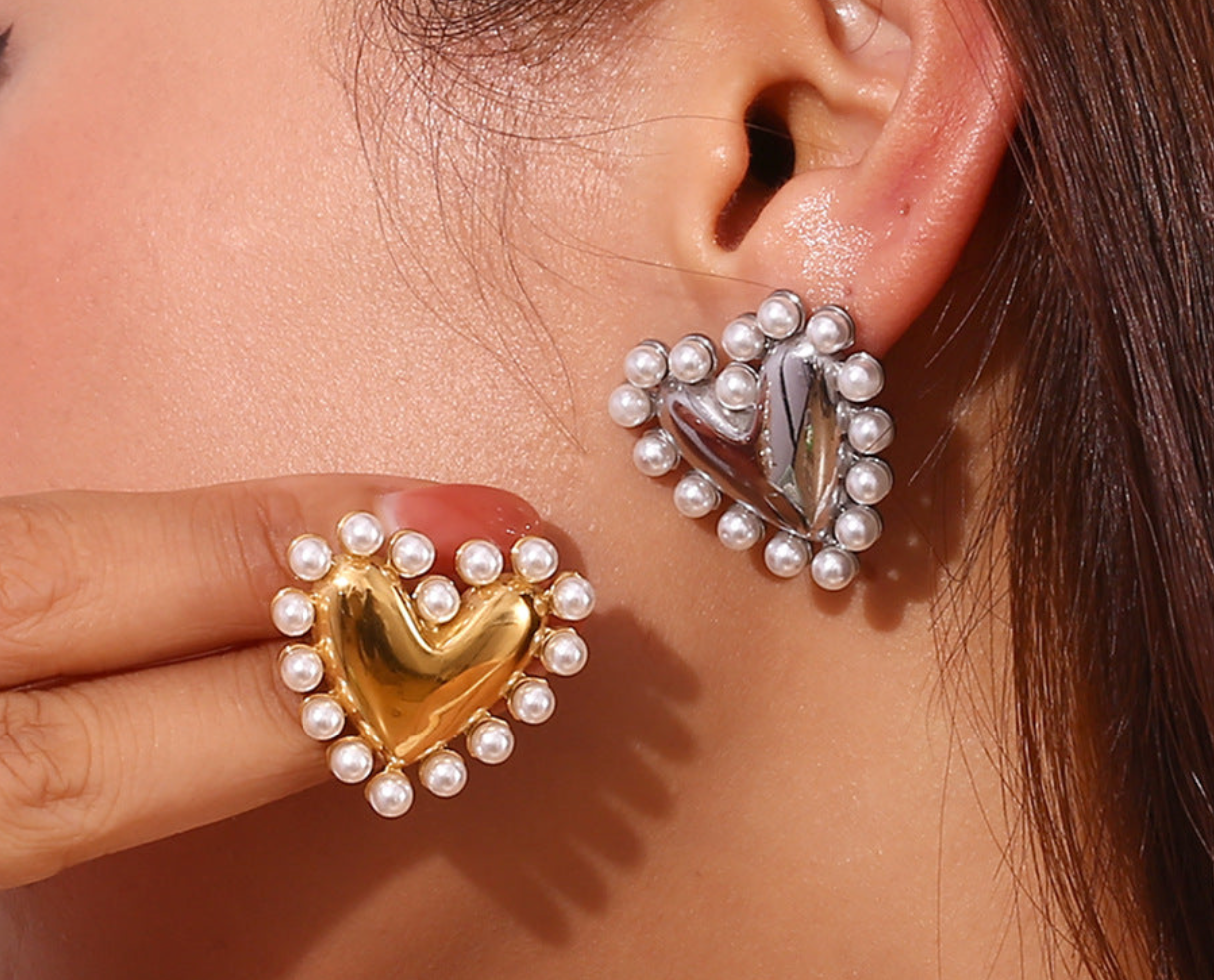 Pendientes Corazón perlado
